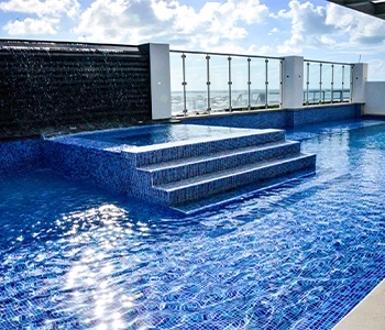 Crystal clear rooftop pool at The Watermark Belize Hotel San Pedro Ambergris Caye
