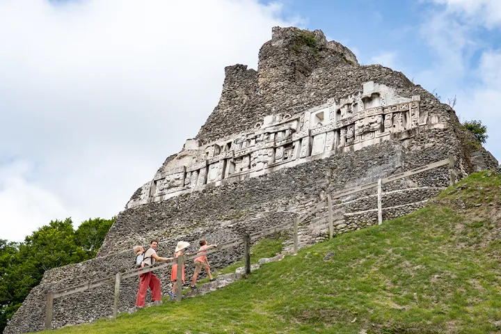 Family at Xunantunich Mayan Ruins in Belize